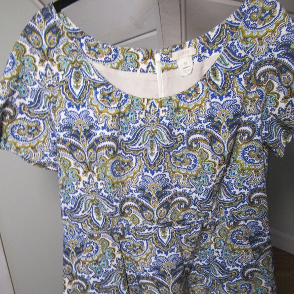 J Crew Dolores Shift Dress in Peacock Paisley Size 12 Cotton Silk Blend Lined - Picture 3 of 9